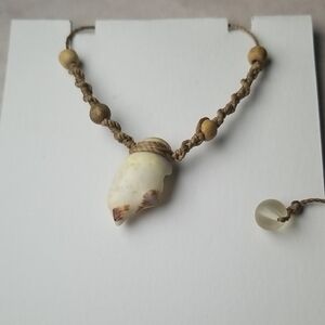 Leather Beaded Shell Necklace
